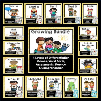 Preview of Phonics Games and Word Sorts Growing Bundle