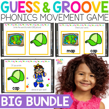 Preview of Phonics Games and Worksheets | Guess and Groove Movement Break Activities BUNDLE
