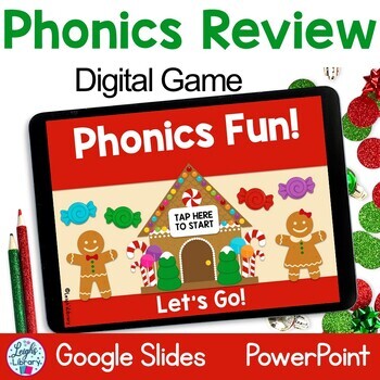 Preview of Phonics Review Gingerbread Digital Game for Google Slides and PPT