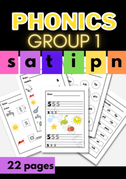 Preview of Phonics Group 1 worksheets | Jolly Phonics (S, A, T, P, I, N)