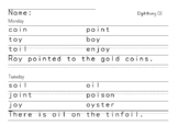 Phonics Handwriting Practice- Diphthongs and Variant Vowels