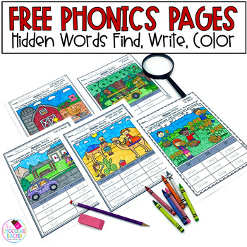 Preview of Phonics Worksheets - Hidden Words - Word Sorts - FREE