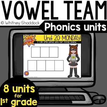 Preview of Vowel Teams Phonics Digital Units 20-24 and 30-32 BUNDLE for First Grade
