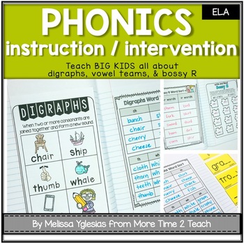 Preview of Phonics- Interactive Notebook & Word Sorts {Digraphs, Vowel Teams, & Bossy R}