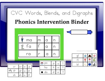 Preview of Phonics Intervention Binder: CVC Words, Blends, & Digraphs-Dry Erase!