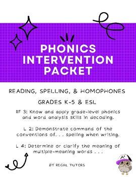 Preview of Phonics Intervention Packet - Reading and Spelling