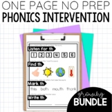 Phonics Intervention Worksheet Activities One Page No Prep