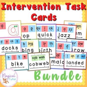 Preview of Phonics Intervention Task Cards Blending & Fluency Bundle