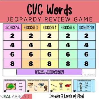 Preview of Phonics Jeopardy | Interactive CVC Words Game