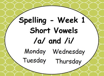 Preview of Phonics Lesson Week 1 - Short Vowels A and I