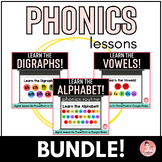 Phonics Lessons Bundle | Learn the Alphabet, Vowels and Digraphs!
