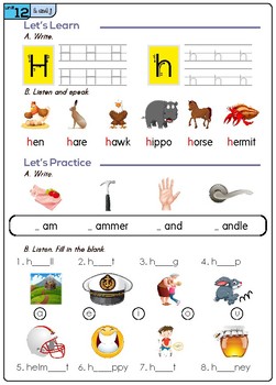 phonics letter h worksheet and activities lesson 12 by