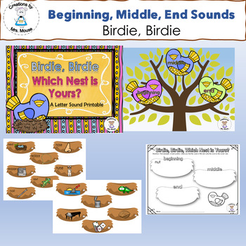 Preview of Beginning, Middle, and Ending Sounds - Birdie, Birdie - Letter N