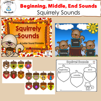 Preview of Beginning, Middle, and Ending Sounds - Squirrely Sounds - Letter S