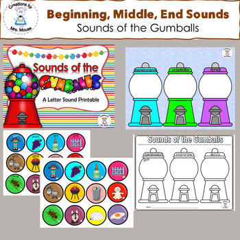 Preview of Beginning, Middle, and Ending Sounds - The Sounds of the Gumballs - Letter G