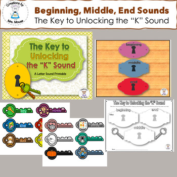 Preview of Beginning, Middle, and Ending Sounds - Key to Unlocking the "K" Sound - Letter K