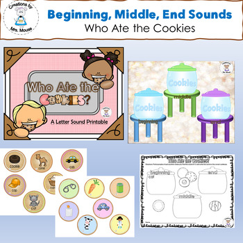 Preview of Beginning, Middle, and Ending Sounds - Who Ate the Cookies? - Letter C
