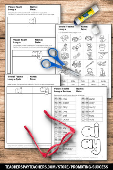 Long Vowels Worksheets  ay ai  Kindergarten Phonics Distance Learning