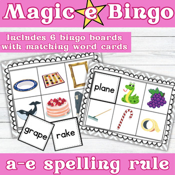 Preview of Magic e Bingo Game | CVCe Phonics |  Long a  a-e | Literacy Centers Activity