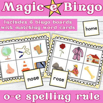 Preview of Magic e Bingo Game | CVCe Phonics | Long o o-e | Literacy Centers Activity