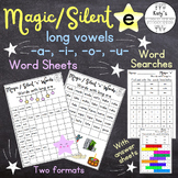 Phonics Magic/Silent e long vowels a, i, o, u word sheets,