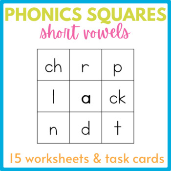 Preview of Phonics Magic Squares - Short Vowels - Worksheets & Task Cards