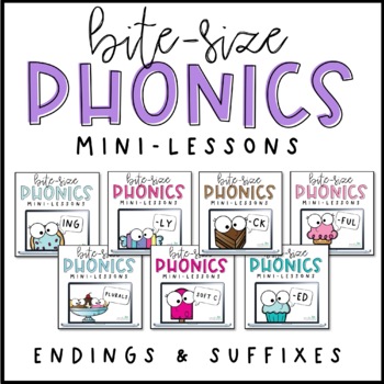 Preview of Phonics Mini-Lessons | Endings & Suffixes BUNDLE | PowerPoint Slides