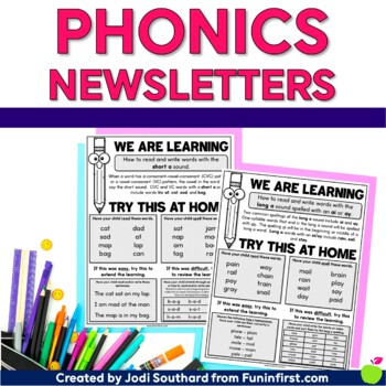 Preview of Phonics Newsletters | Parent Communication Tool | Homework