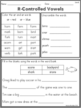 Level 2 Unit 8 R-controlled Syllable Type by Andrea Marchildon | TpT