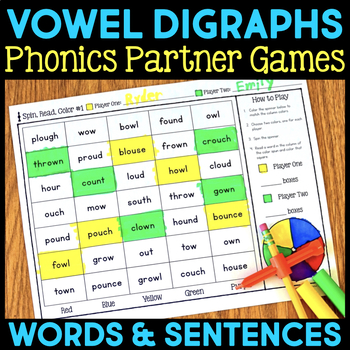 Preview of Long Vowel Digraph Phonics Phonics Games OU/OW, OO, OI/OY, AU/AW Activities