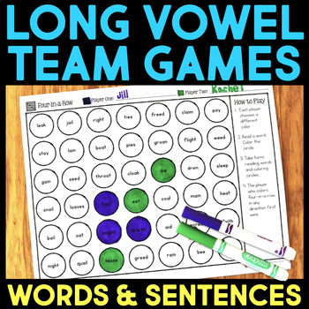 Preview of Long Vowel Team Phonics Games - Vowel Digraphs Interactive Partner Activities