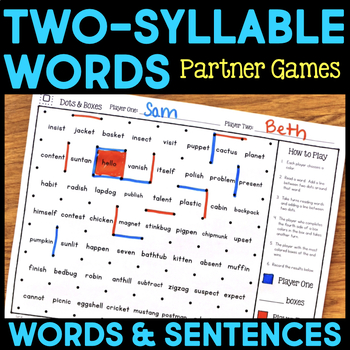 Preview of Two-Syllable Phonics Games Compound Words, Open & Closed Syllables, Activities