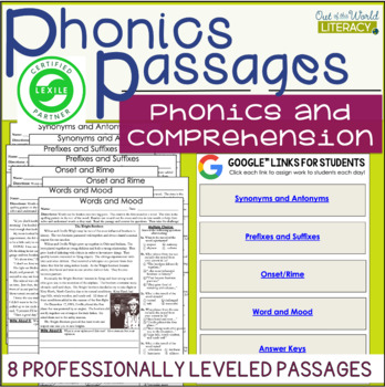 Preview of Phonics Passages - Comprehension LEXILE Leveled - Science of Reading