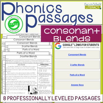 Preview of Phonics Passages - Consonant Blends LEXILE Leveled - Science of Reading
