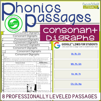 Preview of Phonics Passages - Consonant Digraphs LEXILE Leveled - Science of Reading