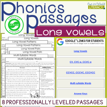 Preview of Phonics Passages - Long Vowels LEXILE Leveled - Science of Reading