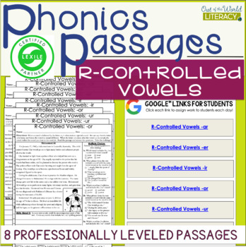 Preview of Phonics Passages - R-Controlled Vowels LEXILE Leveled - Science of Reading