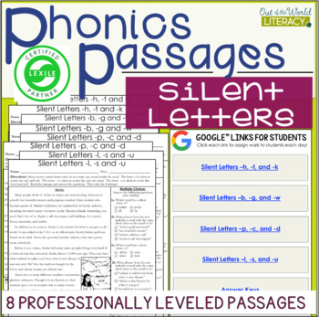 Preview of Phonics Passages - Silent Letters LEXILE Leveled - Science of Reading