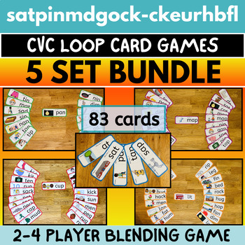 Preview of Blend Short Vowel CVC Word | 'I have-Who Has?' Loop Card Dominoes Games BUNDLE