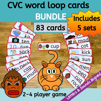 Preview of Blend Short Vowel CVC Word | 'I have-Who Has?' Loop Card Dominoes Games BUNDLE