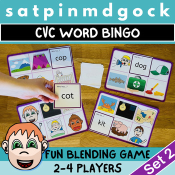 Preview of SATPIN MDGOCK Short Vowel CVC Picture Match Bingo | Clip Cards | Memory Games