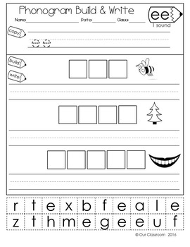 Spalding Phonogram Worksheets (Build and Write – 23 Double Letter