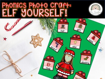 Preview of Phonics Photo Craft: Elf Yourself | Christmas Review Word Work/Spelling Practice