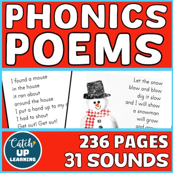 Preview of PHONICS Poetry Pages 200+ pages of Decodable Phonics Poems & Activities Bundle