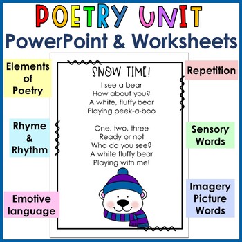 Preview of Poetry Unit for First Grade & Second Grade | Reading and Writing | Comprehension