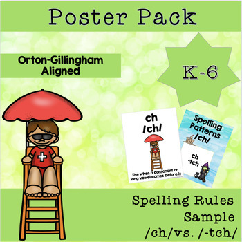 Preview of Phonics Poster /-tch/ and /ch/ Rules Classroom Decor Orton-Gillingham Sample