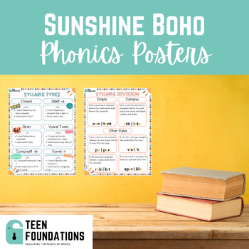 Preview of Phonics Posters Boho Sunshine | Phonics for Older Students | Two Sizes!