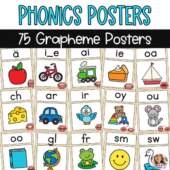 Preview of Phonics Posters | Grapheme Posters | Sound Wall Posters with Mouth Formations