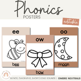 Phonics Posters | Ombre Neutral English Classroom Decor
