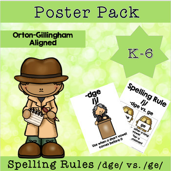 Preview of Phonics Posters Spelling Rules dge and ge Classroom Decor Orton-Gillingham
